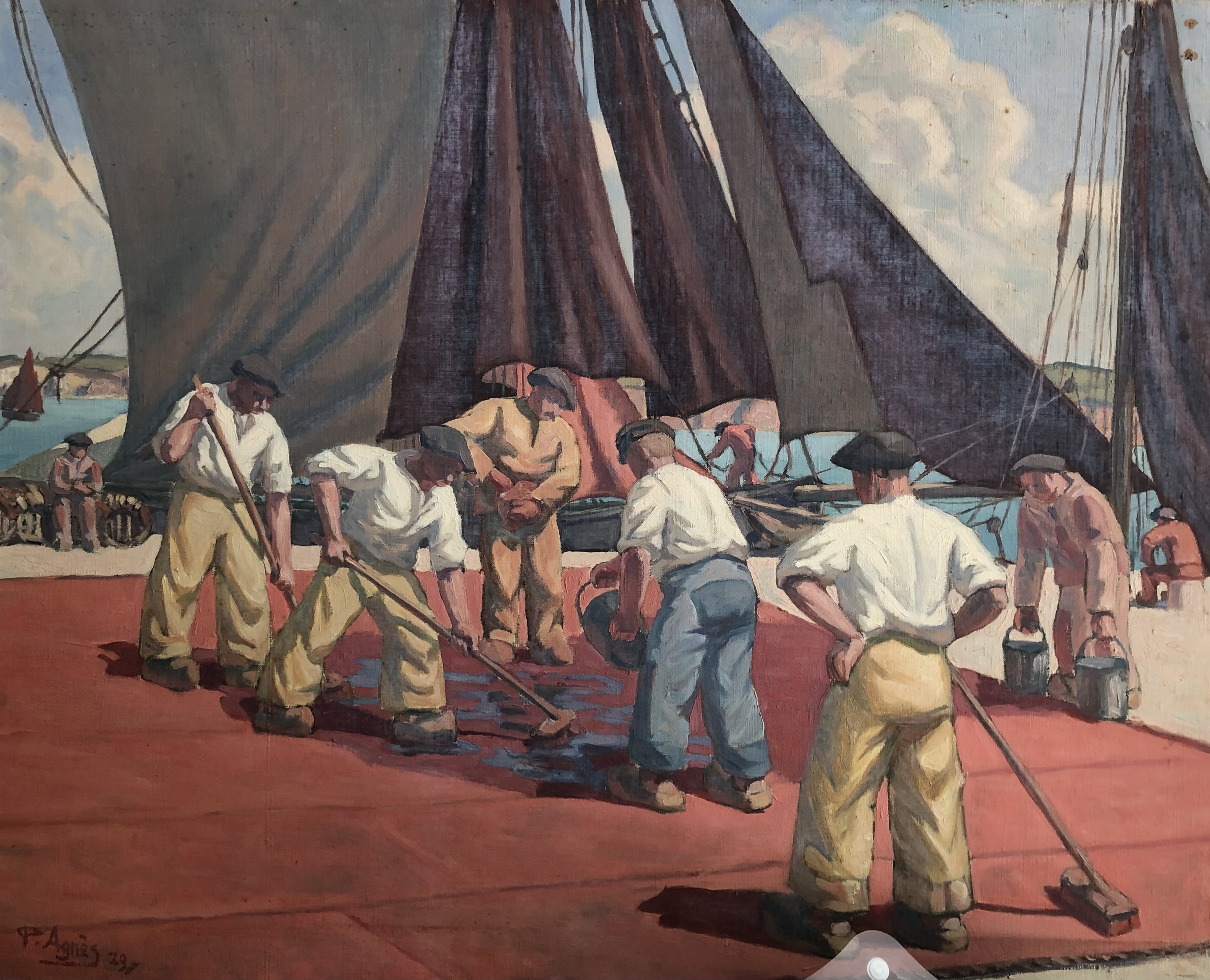 La voile rouge à Camaret 1929 par Pierre Agnès