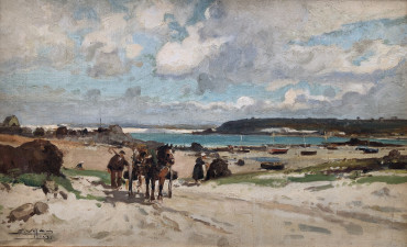 Goémoniers sur la plage par Eugène Villon